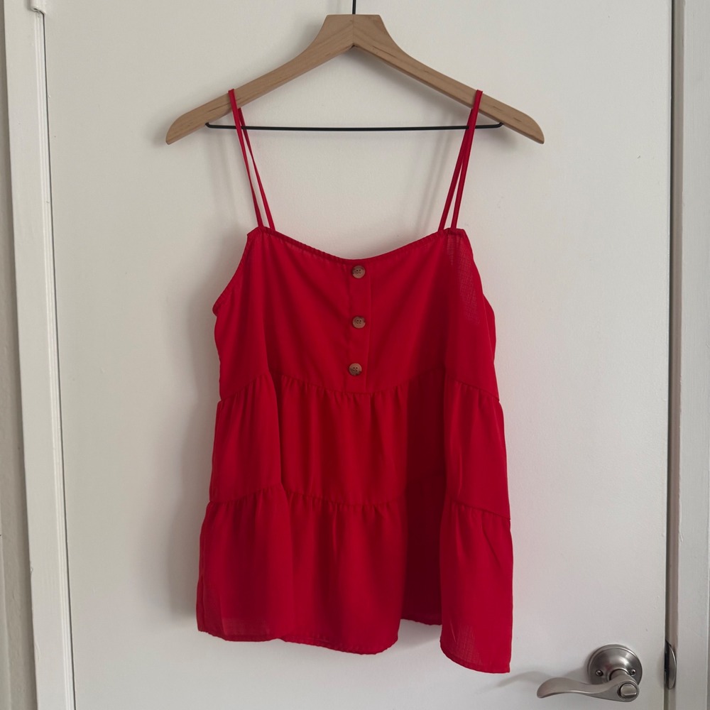Paper Crane Red Three Tiered Flowy Top Festival Whimsigoth‎ Dark Romance